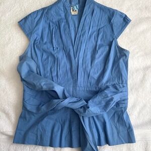 office siren fitted pleated top with tie waist